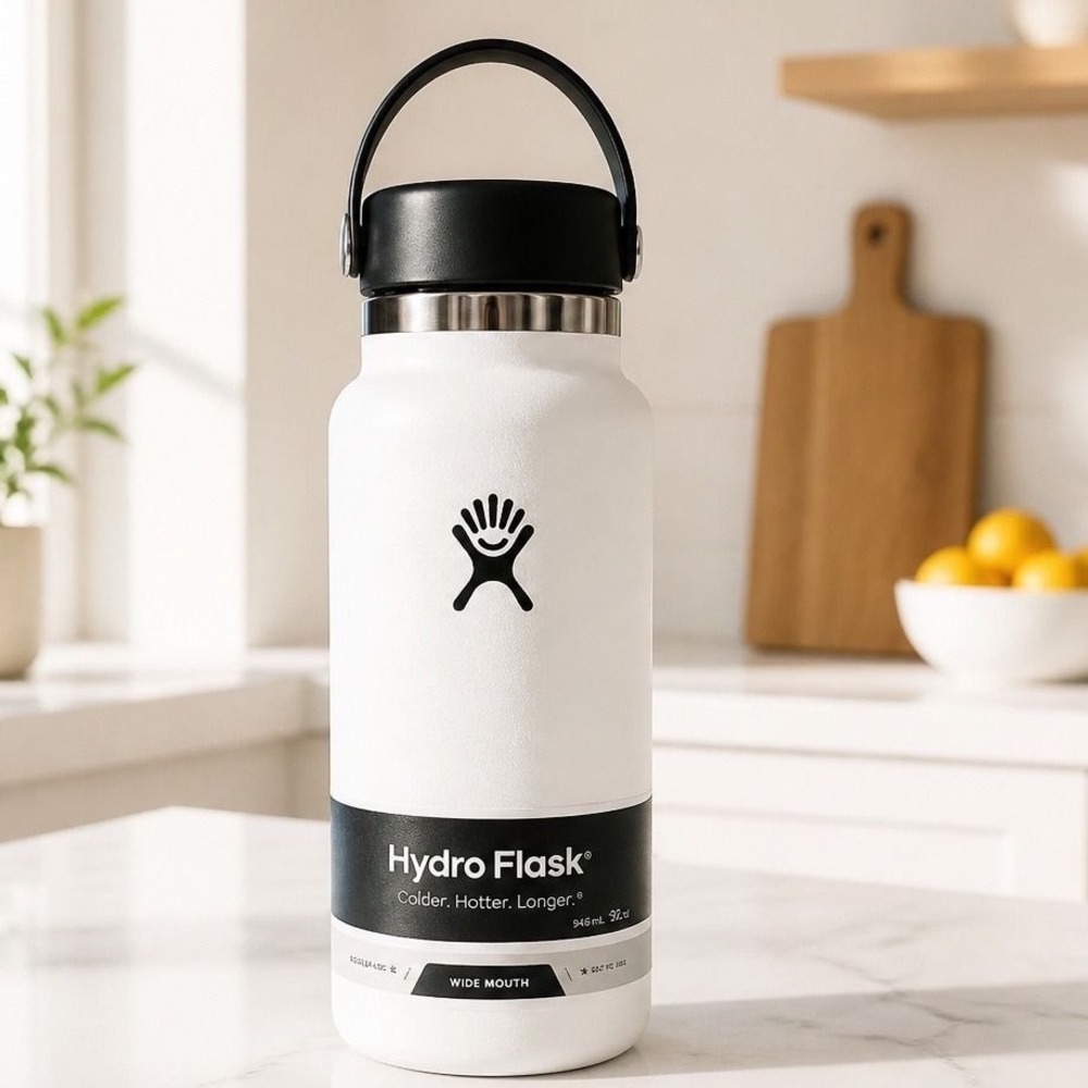 Hydro Flask 32 oz Wide Mouth Water Bottle White Stainless Steel Insulated NWT